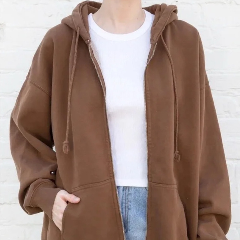 Brandy Melville Brown Zip Up Christy Hoodie